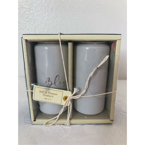 Brand New Golden Charm Salt & Pepper Shakers Blessed Gift Set - Picture 1 of 2